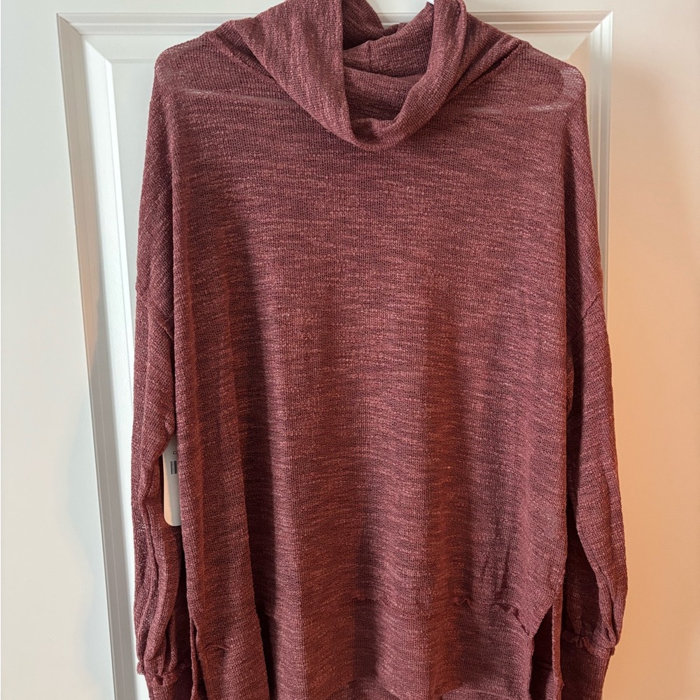 Red Turtleneck Sweater with Cozy Cowl Design